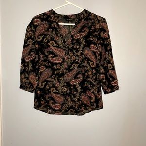 Lucky brand 3/4 sleeve button down v-neck top